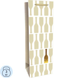 Пакет подарочн. крафт-бумага фольг.12.5х36.5х9см зол.бутылка 200г ППК-6123