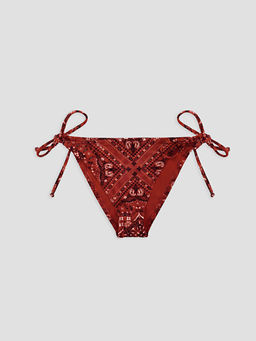 Desenli Beli Ba?lamal? Kad?n Bikini Alt?