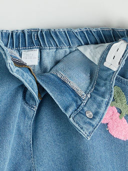 Nak??l? K?z ?ocuk Denim G?r?n?ml? ?ort