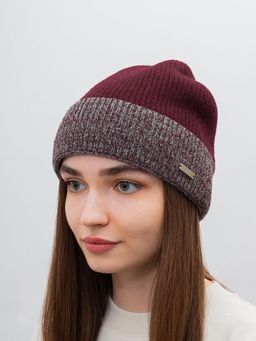 Шапка SEEBERGER арт. 70469-0 TURN-UP BEANIE (бордовый / серый)