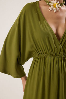 Yesil Dokuma Buzgulu Maxi Plaj Elbise TBESS25EL00083 - Trendyolmilla фото 3