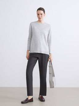 Bisiklet Yaka Desenli Kad?n Triko Kazak