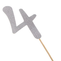 Цена за 6 шт. Топпер в торт 3, цвет серебро - Страна карнавалия фото 17