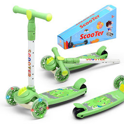 Самокат 3-х кол., зеленый, PU, в коробке