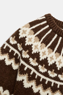 SHORT SLEEVE JACQUARD KNIT SWEATER - Zara фото 5
