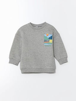 Kal?n Bask?l? Erkek Bebek Sweatshirt