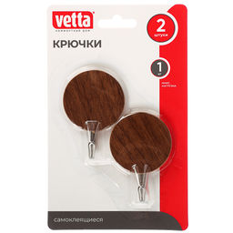 Набор крючков самоклеющихся 2шт, VETTA Дерево, металл, PS, 2 цвета, 440-390