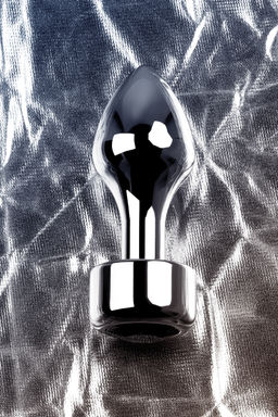 Анальная втулка Metal by TOYFA, металл, серебряная, с чёрным кристаллом, 10,8 см, 4 см, 200 г  фото 9