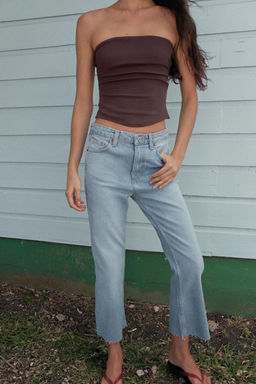 JEANS TRF CROPPED FLARE TIRO ALTO / Azul claro - Zara фото 2