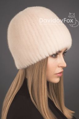 ВИДЕООБЗОР шапка Сноп норка розовый жемчуг - Davidovfox фото 2