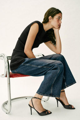 SATIN-EFFECT HIGH-HEEL SANDALS