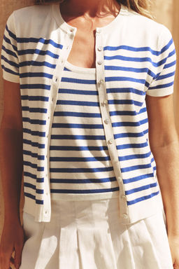 STRIPED KNIT SHORT SLEEVE CARDIGAN - Zara фото 2