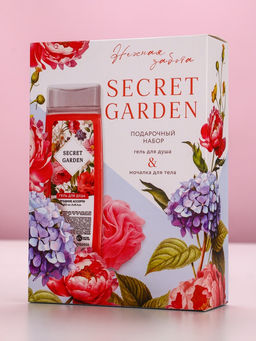 Подарочный набор SECRET GARDEN, гель для душа 250 мл и мочалка для тела, Чистое счастье  фото 2
