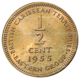 Монета 1/2 цента 1955 года Британские Восточные Карибы