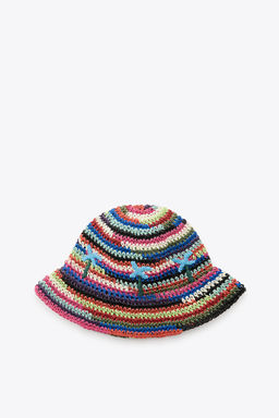 MULTICOLOURED BRAIDED BUCKET HAT