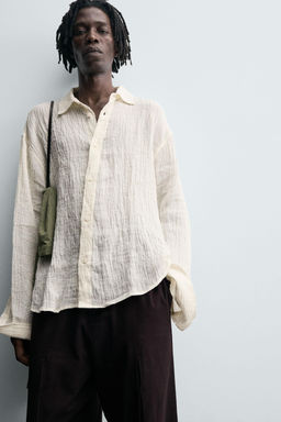 100% CRINKLED LINEN SHIRT - Zara фото 6