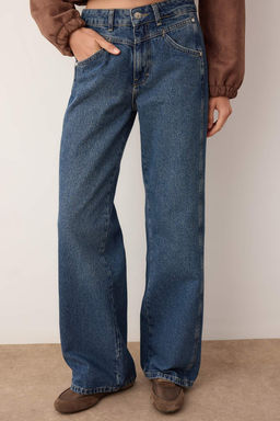 More Sustainable Koyu Mavi Rejeneratif Pamuk Normal Bel Dikis Detayl? Wide Leg Jeans TWOAW26JE00223 - Trendyolmilla фото 3
