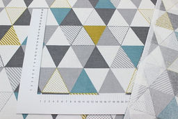 Рогожка Треугольный пэчворк цв.серый/бирюзовый, ш.1.5м, хлопок-100%,160гр/м.кв - Купава фото 4