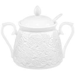 Сахарница 350 мл 14,5*10*11,5 см "Розы" с ложкой, фарфор