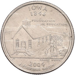 Монета 1/4 доллара (25 центов) 2004 года P США Штаты и территории  Айова