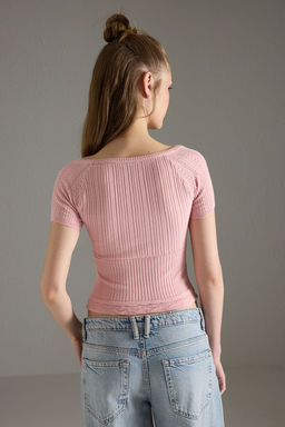 Trendyolmilla Ekru Premium Iplik/Ozel Iplik Kurdele Detayl? Kare Yaka Triko Bluz TWOSS25BZ00182  фото 9