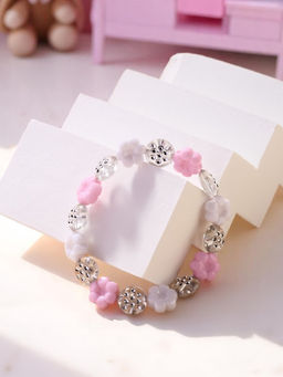 Цена за 3 шт. Браслет детский «Выбражулька. Нежные цветочки», d=6 см, бело-розовый