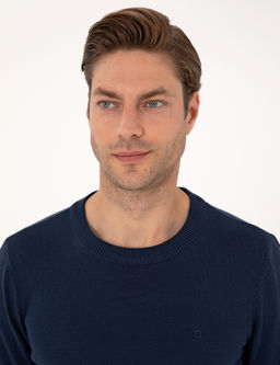 A__k Lacivert Slim Fit Bisiklet Yaka Basic Triko Kazak - Pierre cardin фото 2