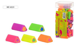 Цена за 20 шт. Ластик неоновый (MC-6531) треугольный, 28*12мм, в ассорт.