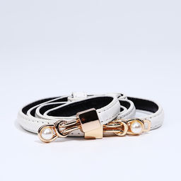 Ремень женский, ширина 1 см, пряжка металл, цвет белый