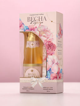 Подарочный набор Весна в сердце, гель для душа шампанское 250 мл и крем для тела 200 мл, Чистое счастье  фото 6