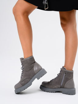 Ботинки 319.taskanagr.Серый замок замша+игуана/байка