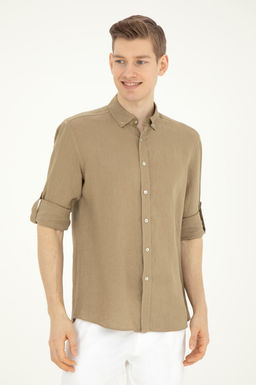 Мужская рубашка цвета хаки с длинным рукавом - U.s. polo assn фото 15