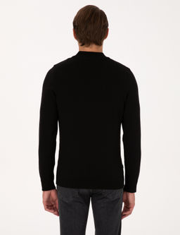 Siyah Slim Fit Yar_m Bal_k__ Yaka Basic Triko Kazak - Pierre cardin фото 5