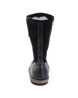 Монголки женские на войлочной подошве., Черные. Кожа. Молния. Подклад овчина.