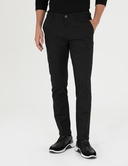 Siyah Slim Fit Beli Lastikli Kanvas Pantolon
