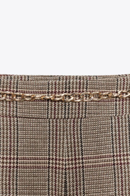 HOUNDSTOOTH LONG BERMUDA SHORTS WITH BELT