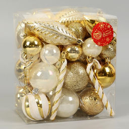 Ёлочные игрушки Зимняя радость, новогодние, набор 40 шт., бело-золотой - Зимнее волшебство фото 2
