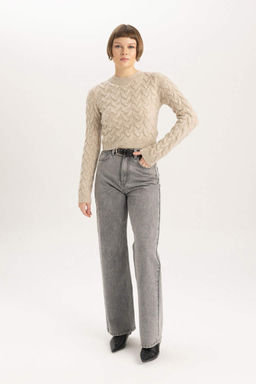 Укороченный свитер с круглым вырезом - Defacto фото 2