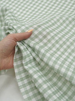 Муслин двухслойный с эф.жатости Клетка (0.7*0.7см) цв.морозная мята, ш.1.4м, хлопок-100% - Купава фото 6