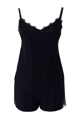 Trendyolmilla Siyah Dantelli Ip Ask?l? Viskon Sortlu Dokuma Pijama Tak?m? THMSS20PT0290 фото 24