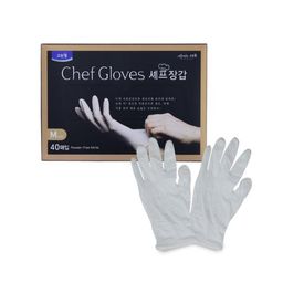 Перчатки для приготовления пищи (тонкие, неопудренные, белые) Clean Wrap размер М, 40 шт.