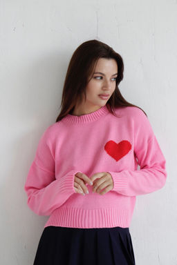 Джемпер Сердце розовый из хлопка - Martichelli фото 3