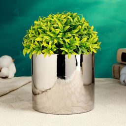 Декоративное кашпо для цветов «Лайт», 11.5×11×11 см, керамическое, серебристое