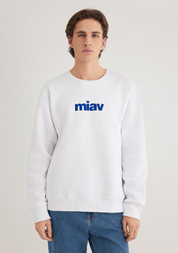 Miav Bask?l? Beyaz Sweatshirt - Mavi фото 3