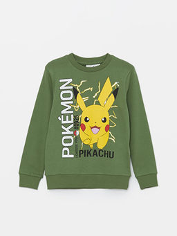 Bisiklet Yaka Pikachu Bask?l? Erkek ?ocuk Sweatshirt