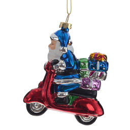 Новинка Украшение новогоднее "Дед Мороз на мопеде", L9 W3 H11,5 см, 2в.