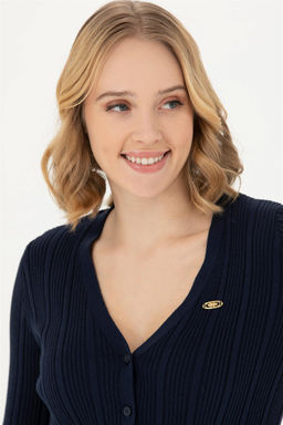 Женский темно-синий базовый трикотажный кардиган - U.s. polo assn фото 10