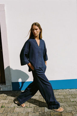 HIGH-WAIST WIDE-LEG TROUSERS WITH DARTS - Zara фото 11