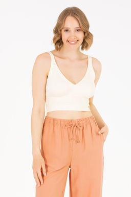 U. S. Polo Assn Женский свитер цвета экрю с v-образным вырезом - U.s. polo assn фото 5