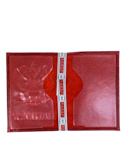 Обложка на паспорта из натуральной кожи, цвет бордово-красный - Greta фото 2